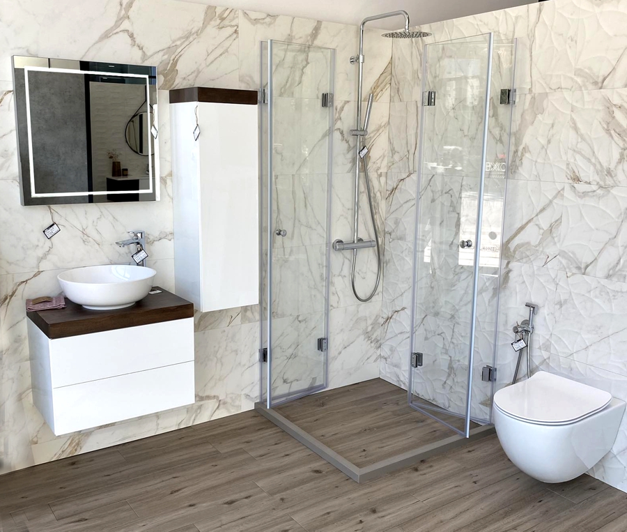 хармоника сгъваеми паравани, душ-кабини, прегради за баня закалено стъкло по поръчка Пловдив Studio Sense