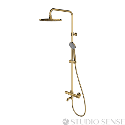 Златна душ-система с термостат и чучур Y Gold 250 