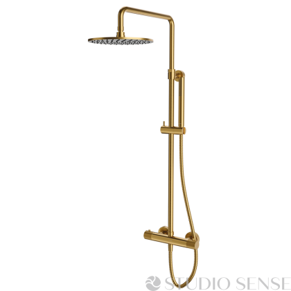 Златна термостатична душ-система Contour 250 Brushed Gold 