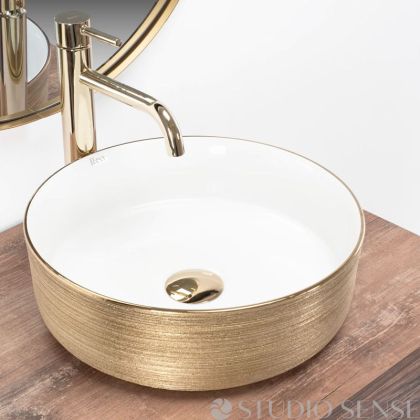 Sami 36 Brushed Gold Sit-on Washbasin