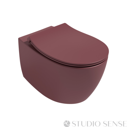 Sentimenti 53 Maroon Red Rimless Hung Toilet
