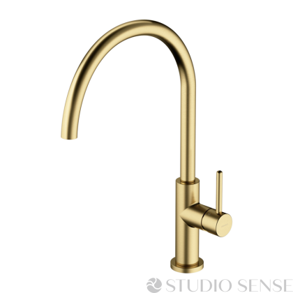 Y Brushed Brass Single Lever Kitchen Mixer