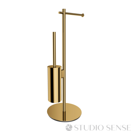 Modern Project Yellow Gold Toilet Brush&Toilet Paper Holder Free Standing