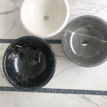 Мраморна мивка върху плот или полувграждане Marble Dark  
