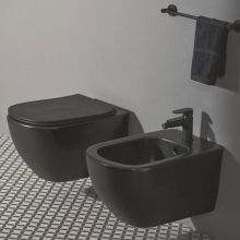 Черна конзолна тоалетна чиния Tesi AquaBlade 54 Silk Black