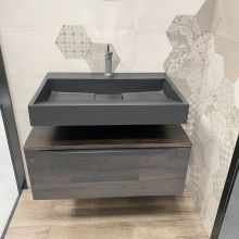 Шкаф за баня Zano S 80 с черна кант дръжка 